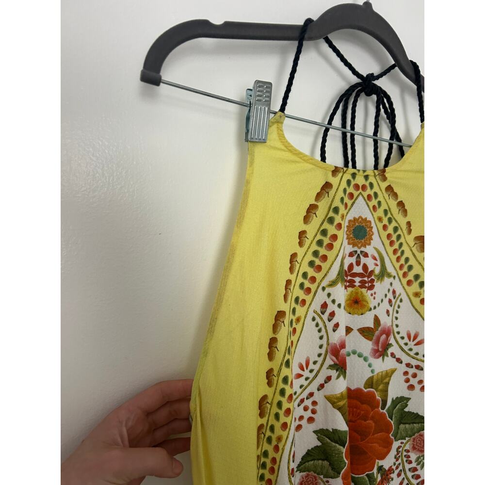 FARM Rio Yellow, Red & Light Blue Floral Halter Midi Dress - Picture 5 of 9